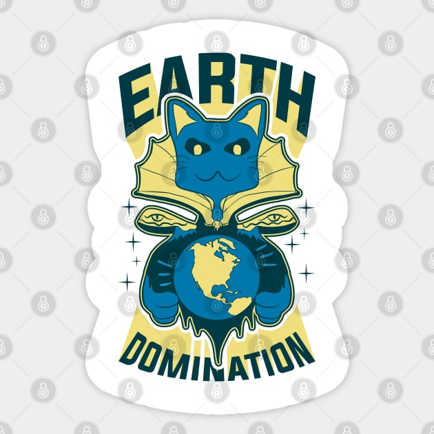 The Cat Earth Domination Sticker by sadpanda